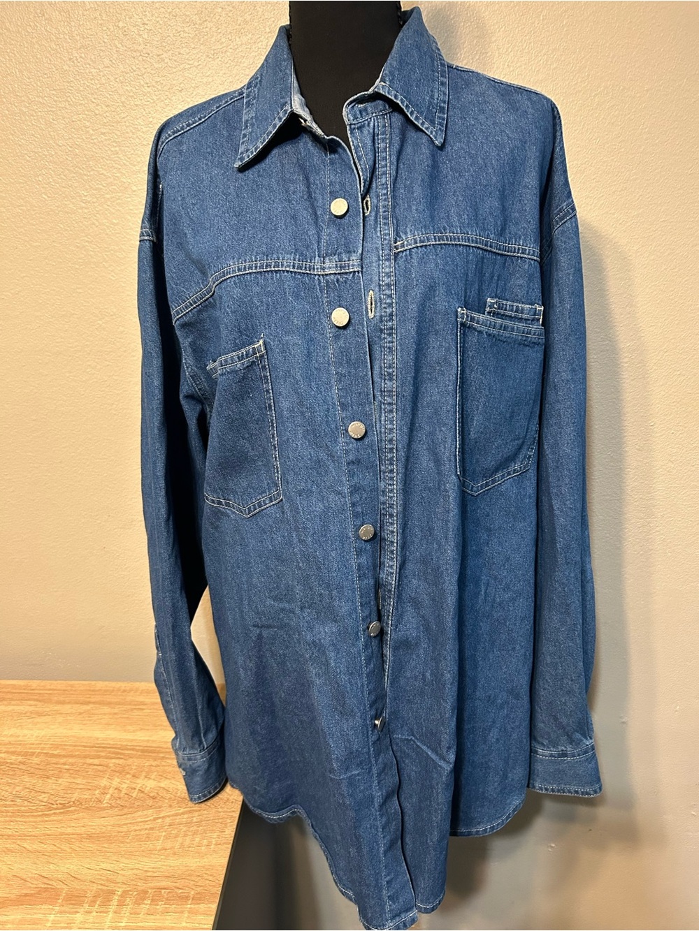 Wrangler HERO Men’s Large Denim Shirt Vintage 90s Western Workwear Blue Jean